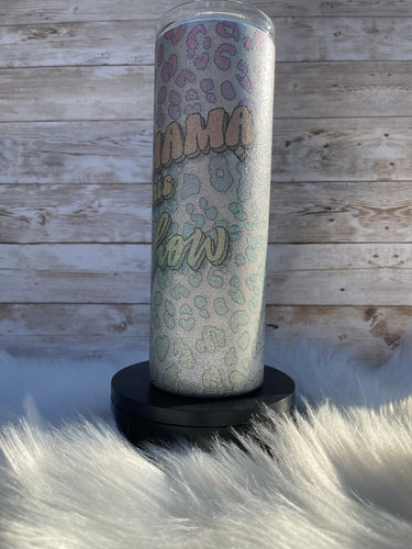 Let It Snow Pink Leopard Christmas Tree Glitter Sublimation Tumbler