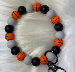 Basketball  Beaded Wristlet Keychain