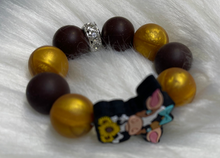 Load image into Gallery viewer, Chocolate and Gold Cow Beaded Cup Charm