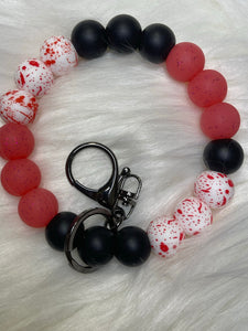 Crime Scene Blood Spatter Beaded Wristlet Keychain