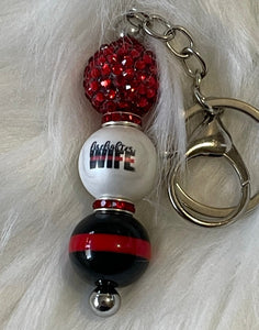 FireFighter Wife  Beaded Bar Keychain