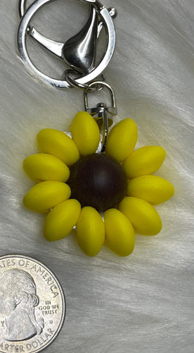 Sunflower Mini  Beaded Keychain Charm