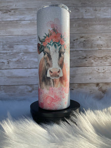 Crazy Heifer Down The Street Glitter  Sublimation Tumbler