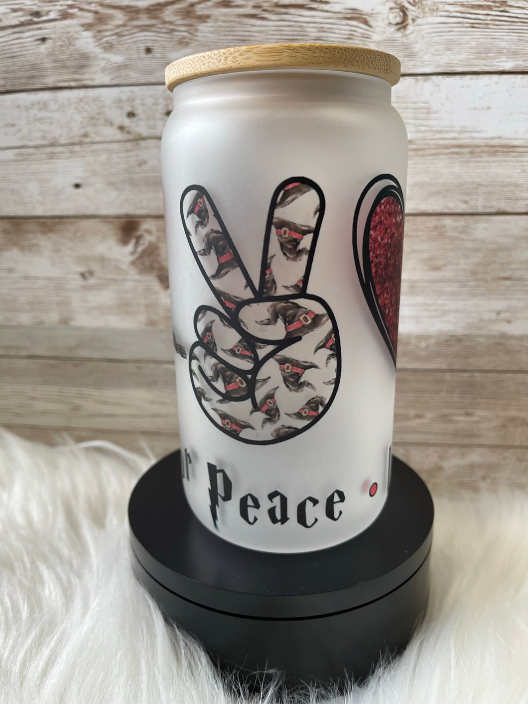 Peace Love Wizard House 16oz Glass Cup