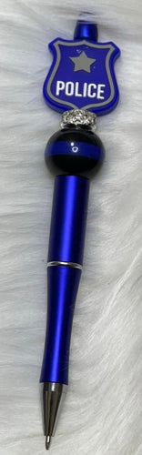 Blue Line Police  Beaded Pen