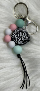 Salty Bitch Wave Beaded Keychain Charm