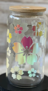 Glow In The Dark Sakura Floral 16oz Glass Cup