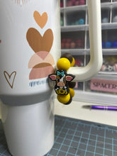 Load image into Gallery viewer, Chocolate and Gold Cow Beaded Cup Charm