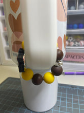 Load image into Gallery viewer, Chocolate and Gold Cow Beaded Cup Charm