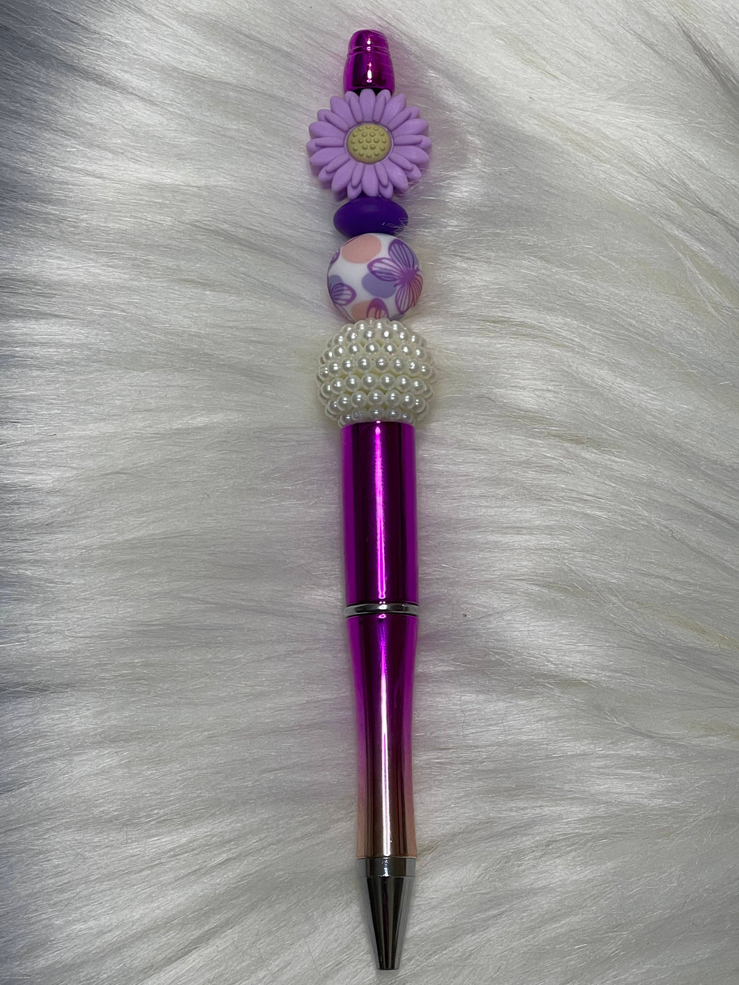 Purple Ombre Daisy Beaded Pen