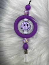 Load image into Gallery viewer, Purple Leopard Smiley Face (Butterfly Beads)  Beaded  Car Charm