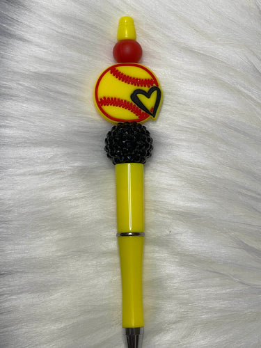 Softball Pen  Beaded Pen