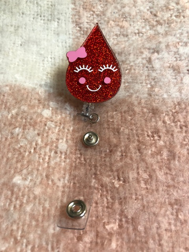 Blood Drop Medical Badge Reel