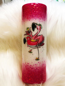 Drunk Flamingo Glitter Cup  Tumbler