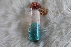 Coral and Teal Crackle Boots Glitter Tumbler