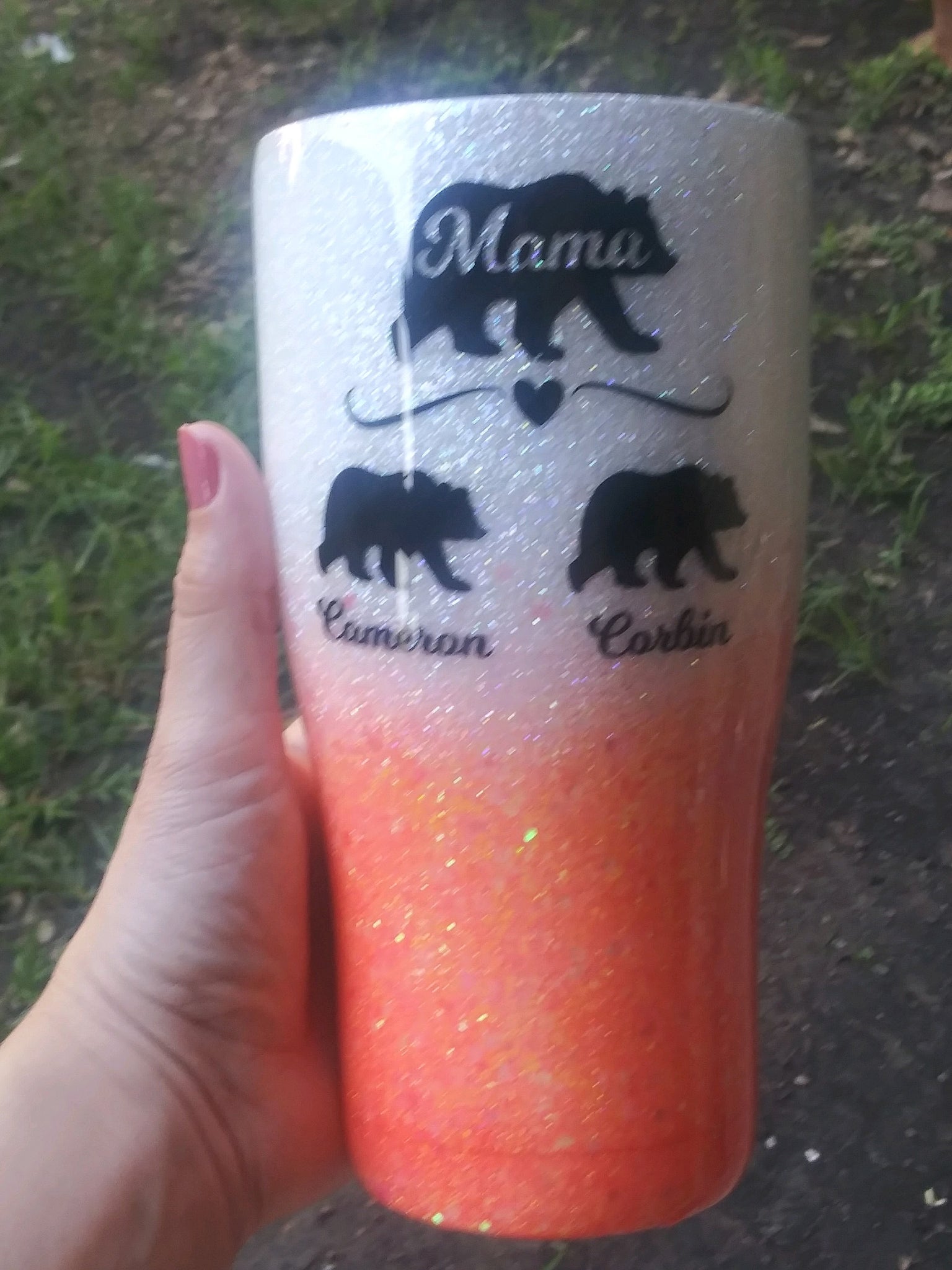 Mama Bear and Babies Glitter Tumbler – L and K Designz