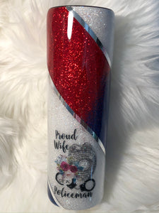 Fire and Police Wife Glitter Tumbler