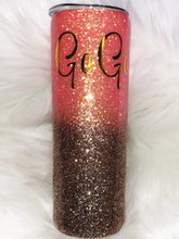 Load image into Gallery viewer, Coral and Gold Ombre Glitter Tumbler