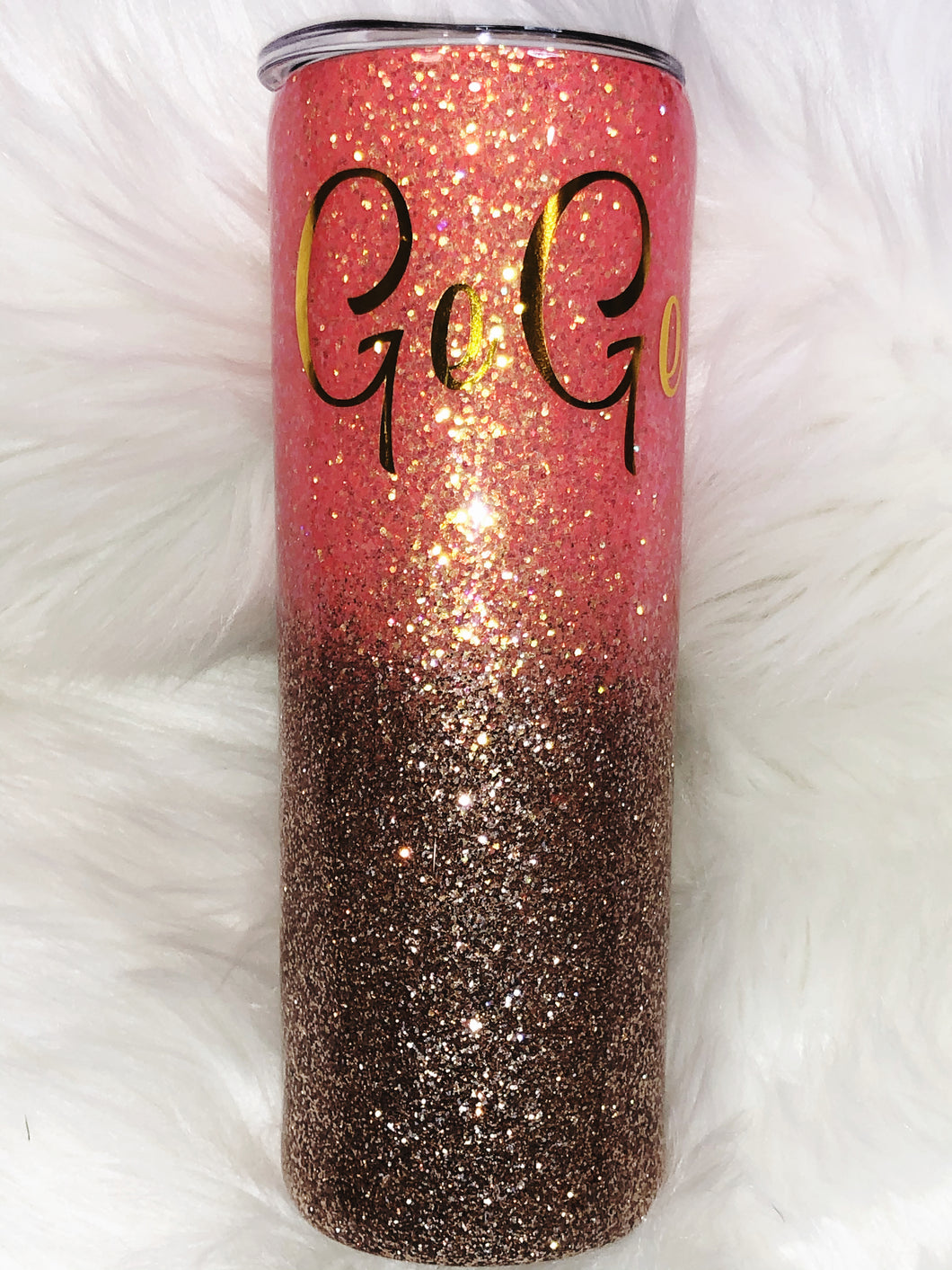 Coral and Gold Ombre Glitter Tumbler