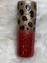 Load image into Gallery viewer, Scarlet Leopard Ombre Glitter Tumbler