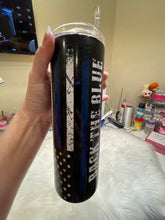 Load image into Gallery viewer, Back The Blue Blue Line Flag Sublimation Tumbler