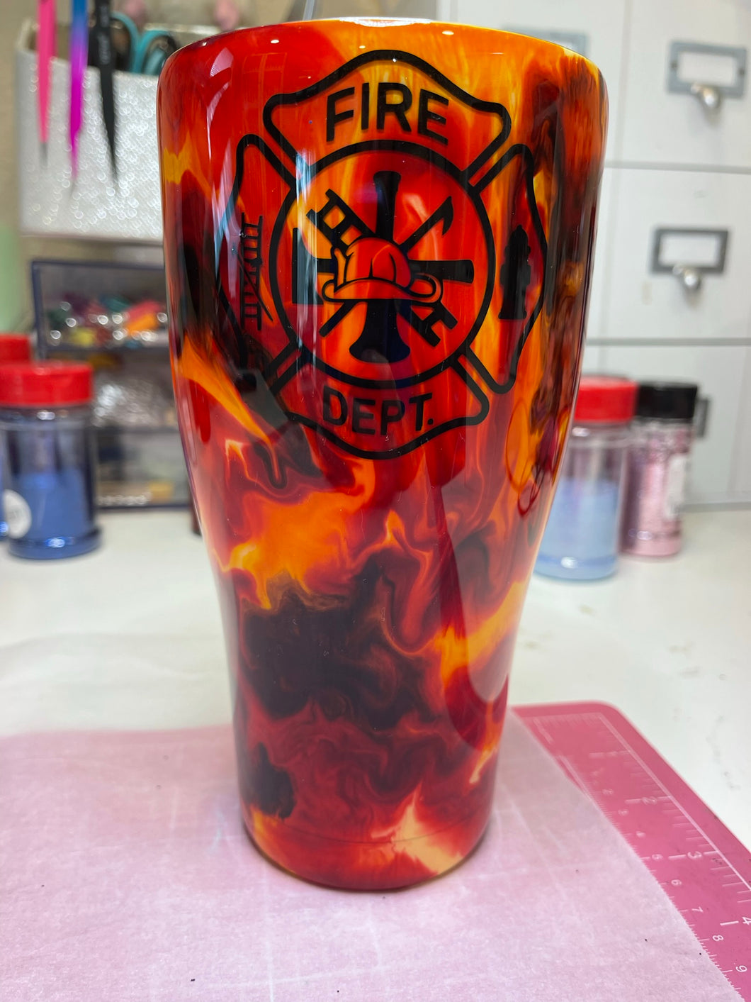 Firefighter Maltese Cross Fire Epoxy Tumbler