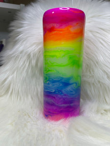 Somewhere Over the Rainbow Ink and Glitter Glow in The Dark Epoxy Tumbler