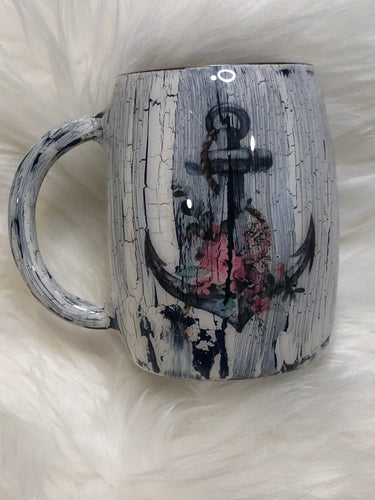 Anchor Personalized Crackle Coffee Mug