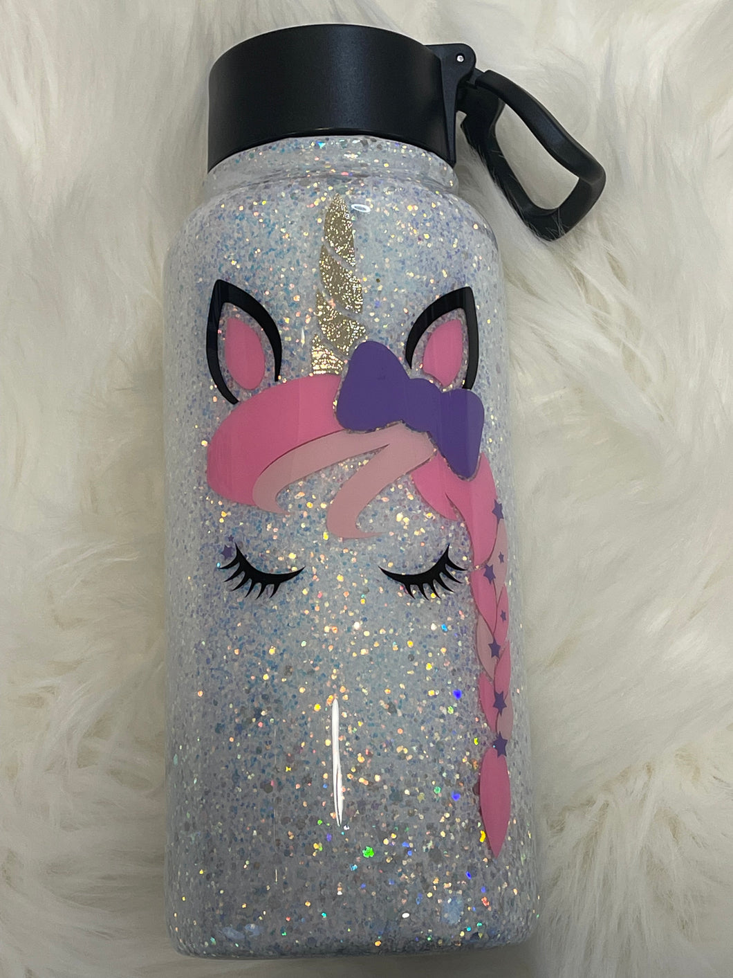 Pink and Purple Unicorn Glitter Tumbler